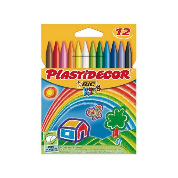CERA PLASTIDECOR 12 COLORES BIC KIDS