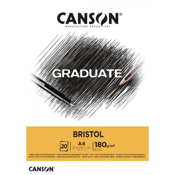 BLOC ENCOLADO A4 20H 180GR CANSON GRADUATE BRISTOL EXTRALISO